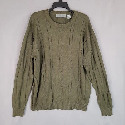 Suéter Pullover Oscar De La Renta Para Hombre Tejido con Cable Verde Talla XL Foto 1 de 4
