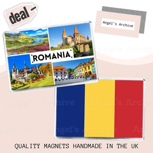 RUMÄNIEN ✳ PATRIOTISCHE FAHNE + LOCATION DESIGN ✳ KÜHLSCHRANKMAGNETE ✳ 2ER SET ✳ GESCHENK - Bild 1 von 3