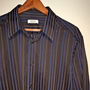 Versace Collection Luxury Striped Classic Shirt Size 16.5/ L - Picture 1 of 4