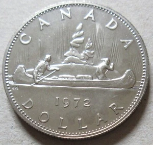 1972 Canada Canoe Nickel Dollar Coin. Canadian $1 Voyageur Dollar - Picture 1 of 2