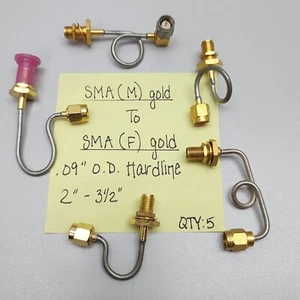 (5) SMA (M) Gold - SMA (F) Gold 0.090" OD Hardline Cables 2" - 3.5" - Picture 1 of 3