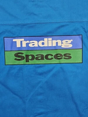 Trading Spaces Button Down Shirt Men's Large Blue TLC TV Promo Show - Image 1 of 4