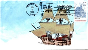 Scott 2341 - 22 Cents Massachusetts - Derossett Hand Painted FDC - Picture 1 of 2