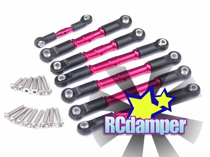 GPM TRAXXAS 1/10 SLASH LCG 4x4 RED ALUMINUM COMPLETED TIE-ROD TURNBUCKLE 7PCS - Image 1 of 1