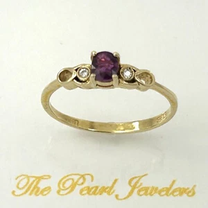 14k Solid Yellow Gold Genuine Diamonds & Oval Shaped Natural Red Ruby Ring - Picture 1 of 10