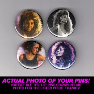 WHITNEY HOUSTON - 1.5" PINS / BUTTONS (gig poster badge lp diva bodyguard r&b) - Picture 1 of 2