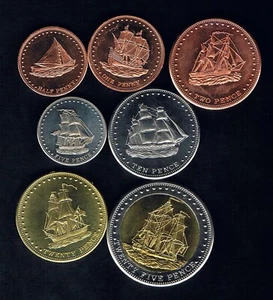 TDC, STOLTENHOFF ISLAND - SET OF 7 UNC COINS 1/2 - 25 PENCE 2008 KM# 1-7 - Picture 1 of 2