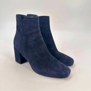 Aquatalia Blue Suede Heels Ankle Boots Size 5.5 - Picture 1 of 7