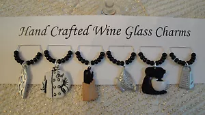 "CHEF Or COOK" SET OF 6 Hand Crafted Wine Glass Charms - Picture 1 of 3