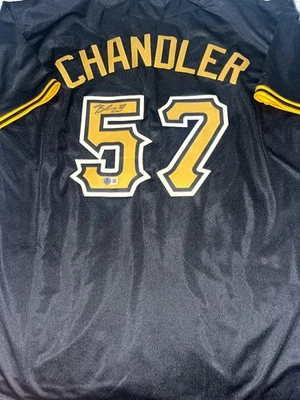 Bubba Chandler Pittsburgh Pirates Auto Signed Custom Jersey Beckett Holo Black - Image 1 of 3