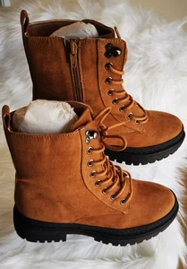 Tan Lace Up Boots Uk Size 5 - Picture 1 of 3