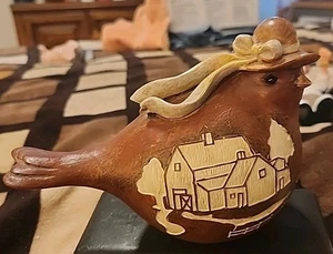 Vogel im Hut Harz Figur Bauernhaus Bild 6" lang 4,5" hoch K - Bild 1 von 7
