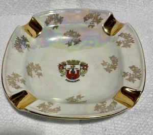 Vintage Gold Accent Pirmasens Coat of Arms Germany Porcelain Ashtray KHM Bavaria - Picture 1 of 9