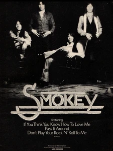 vtg 1970s SMOKEY MAGAZINE PRINT AD Band Album Release Smokie Promo Pinup Page - Imagen 1 de 1