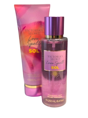 Victoria's Secret Love Spell Sol Fragancia Vaporizador Corporal y Loción Corporal Set Nuevo Foto 1 de 2