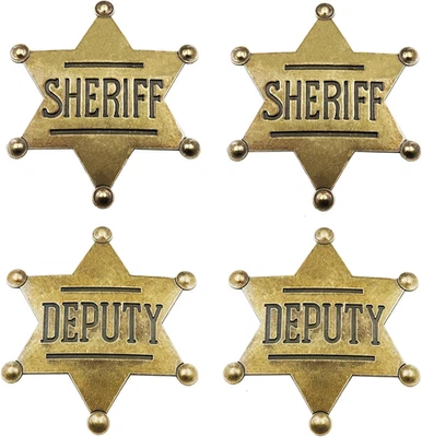 Paquete de 4 insignias de ayudante del sheriff para niños adultos suministros para fiestas, insignia de policía Foto 1 de 4
