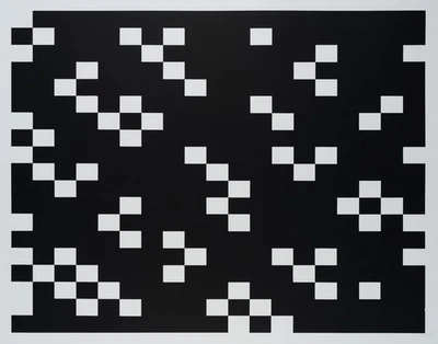 G. JANSEN (*1956), Unregelmäßiges Schachbrettmuster,  1992, Siebdruck Experiment - Bild 1 von 4