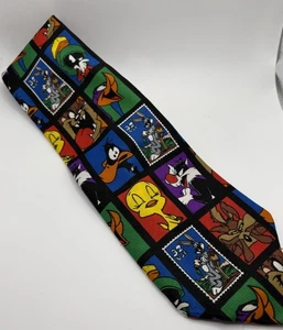 Looney Tunes Tie Vintage 1997 USPS Stamp Collection Allover Print Standard Size - Picture 1 of 4