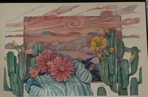 Desert Bloom von P. Bent, Kaktus Landschaftsdruck - Bild 1 von 2
