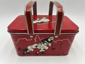 Vintage 1930's Decoware picnick basket style metal lunch box - Picture 1 of 13