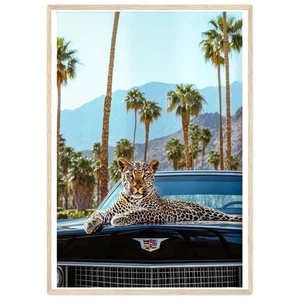 Póster de leopardo leopardo en negro clásico coche guepardo póster retro arte de pared personalizado - Imagen 1 de 7