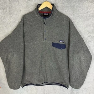 PATAGONIA Synchilla Sweater Mens L Grey Snap-T Pocket Fleece Pullover - Picture 1 of 9