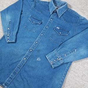 VTG Carhartt Shirt Mens Extra Large Blue Denim Pearl Snap Union Western USA - Picture 1 of 23