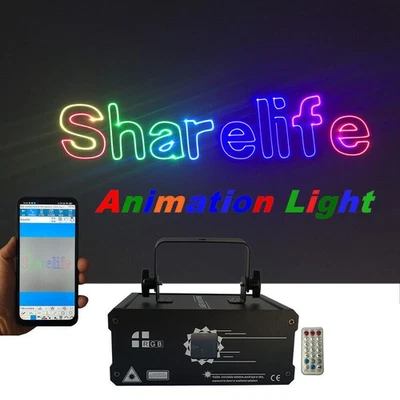Bluetooth APP Program RGB Animation Laser Projector DMX Party DJ Stage Lighting - Image 1 of 4