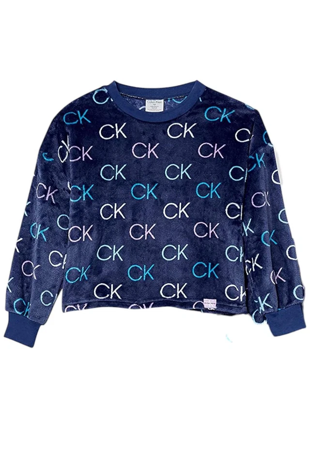 Top pijama polar súper suave para niñas Calvin Klein logotipo azul marino Foto 1 de 1