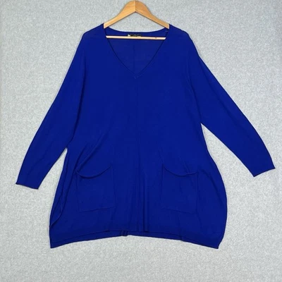 TS Taking Shape Jumper Womens L 20 Plus Size Blue Tunic Knitwear V Neck Pullover - Image 1 of 4