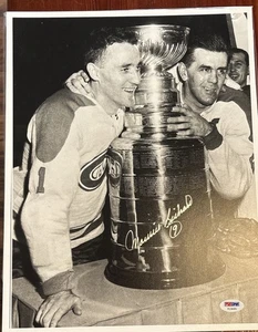 Maurice Richard Signed Canadiens Stanley Cup 11x14 Photo With Jacques Plante PSA - Picture 1 of 6