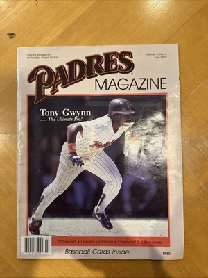 Tony Gwynn Cover Padres Magazine July 1989 Vol. 3, No. 4 W/ Inserts - Image 1 of 2