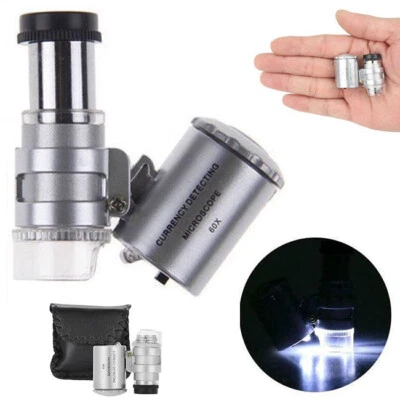VERK GROUP MICROSCOPIO TASCABILE 60X LUCE LED E UV LENTE D'INGRANDIMENTO MINERALI GIOIELLI