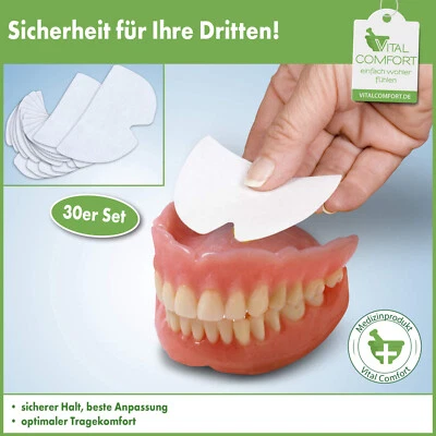 VITAL COMFORT Haftpolster Prothesenkleber 3.Zähne Unterkiefer Oberkiefer 30/60 St. Haftcreme