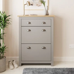 Lancaster Shoe Cabinet 2 Door 1 Drawer Storage Unit Hallway Cream Grey living - Picture 1 of 14