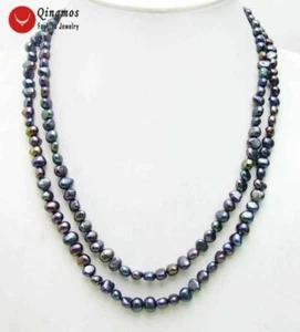 6-7mm Baroque Natural Black Pearl Necklace for Women Jewelry Long Necklace 40" - Picture 1 of 8
