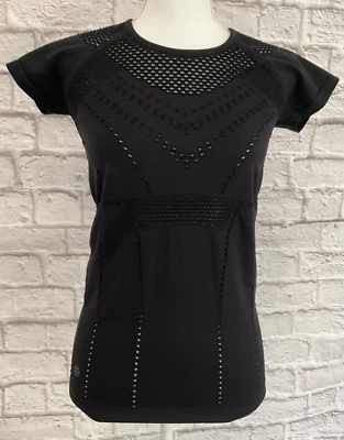 Camiseta Athleta S Trofeo Malla Diamante Negra S Corte Atlético Foto 1 de 4