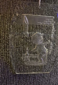 Crystal Etchings Comar Crystal Christmas Ornament Boy Checking Stocking 1977 Vtg - Picture 1 of 8