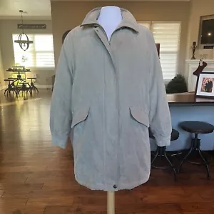 Bromley Sport Real Down Coat Women’s Medium Taupe Faux Suede Quilted Insulated - Picture 1 of 13