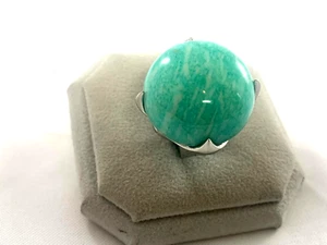 Ring Sterlingsilber natürlicher karibischer blauer Türkis verstellbar - Bild 1 von 4