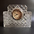Vintage Art Deco Diamond Cut Crystal Cased Glass Dressing Table Mantal Clock 