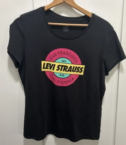 LEVI’S LEVI STRAUSS SAN FRANCISCO CALIFORNIA BLACK COTTON T SHIRT XL - Picture 1 of 10