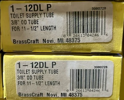 (2) TUBO DE SUMINISTRO DE INODORO 12DL P TUBO OD DE 3/8" PARA 11-- 1/2" - POL LATÓN Foto 1 de 2