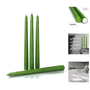 12 Inch Green Taper Candles - Set of 4 Dripless & Smokeless Candle Sticks - Picture 1 of 11