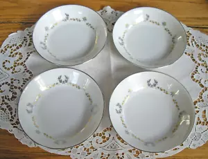 Fruteros vintage Syracuse China coronation plata y oro 5" ~ Juego de 4 ~ - Imagen 1 de 8