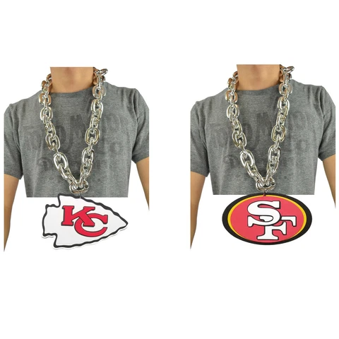 NFL San Francisco 49ers Kansas City Chiefs Superbowl Big Jumbo Chain Necklace Cover
