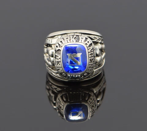 14K White Gold Circa 1990's NHL New York Rangers Hockey Ring, Size 13 Cover