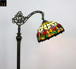 Free Postage JT Tiffany 12'' Hanging Floor Lamp Tulip Style Stained Glass Light - Picture 1 of 11