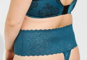 Torrid Legion Blue 4-Way Stretch High Waist Lace Thong Panty Plus Size 3X, 22/24 - Picture 1 of 7