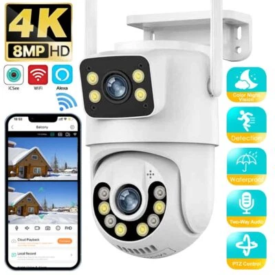 4K Wireless IP WIFI Kamera Outdoor CCTV PTZ Smart Home Sicherheit IR Cam Dual Linse - Bild 1 von 4